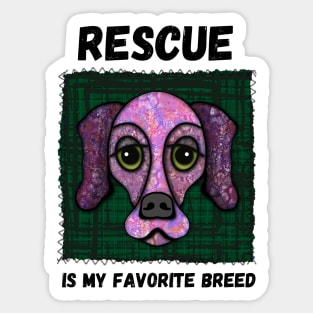 Rescue Is My Favorite Breed Dark Green Pink Dog Sticker